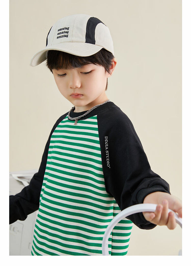 Duoduo Boys' Sweatshirt 2026 Spring Autumn Kids Waffle Stitch Raglan Sleeve Simple Versatile Top for Older Children 20