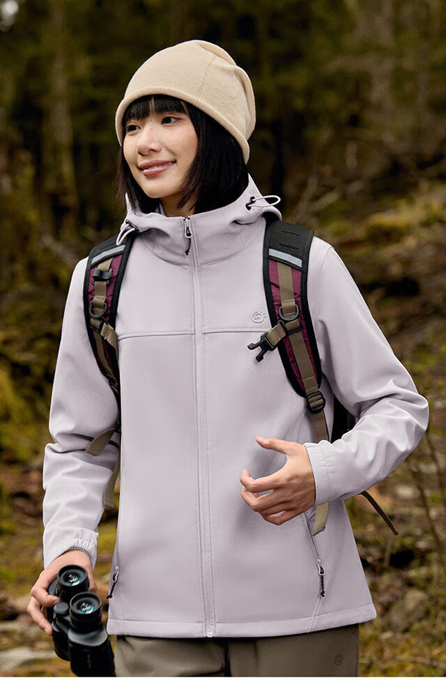 TECTOP Fleece-Lined Softshell Jacket Couples Outdoor Hiking Mountaineering Hooded Coat 25