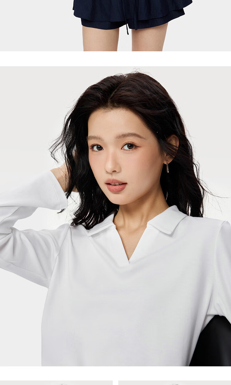 ZARA Long Sleeve Polo Shirt Women Autumn and Winter Pure Cotton Ladies Slim Fit V-neck Top 05315781 11