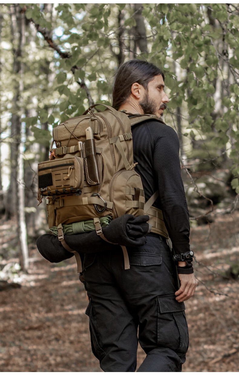 MARDINGTOP Men's Large Capacity Backpack Outdoor Tactical Travel Camping Bag [Black Cyclone] Black - 35L 25