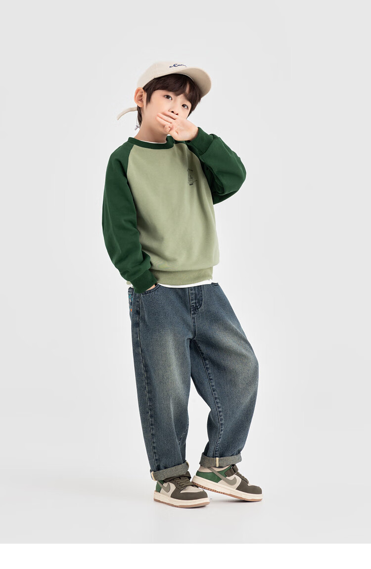 Duoduo Boys Sweatshirt Kids Autumn 2025 New Colorblock Raglan Sleeve Loose Casual Pullover Top 23