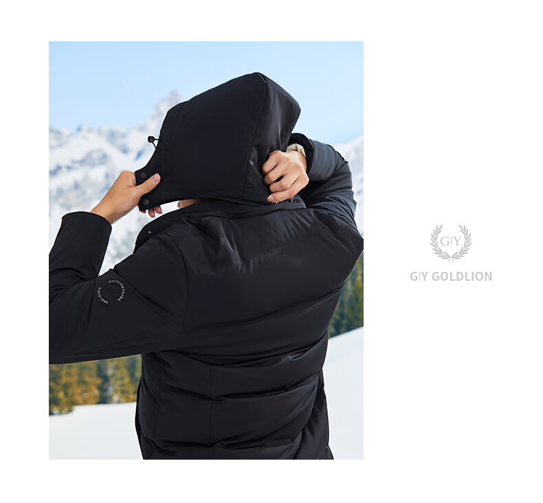 Goldlion GY Men's Thickened Warm Detachable Hood Mid-Length Down Jacket DGH0226-MK123 Navy XL 9