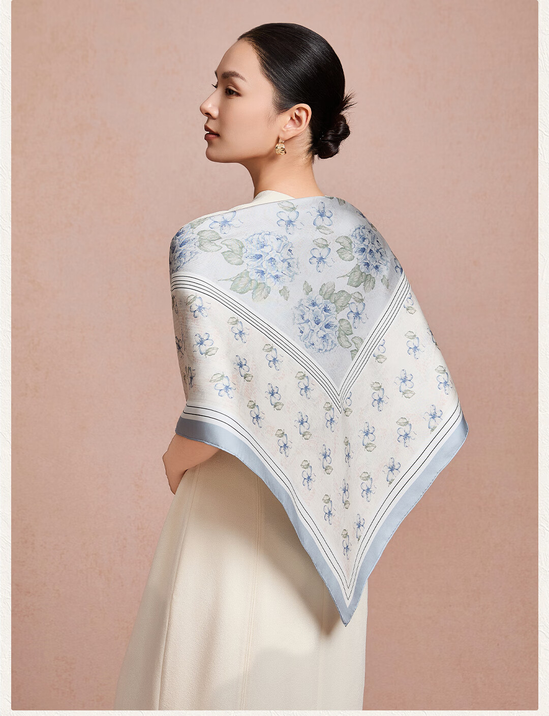 Shanghai Story [Counter Same Style] 100% Mulberry Silk Scarf Shawl Gift for Mom Mother's Day Birthday 7