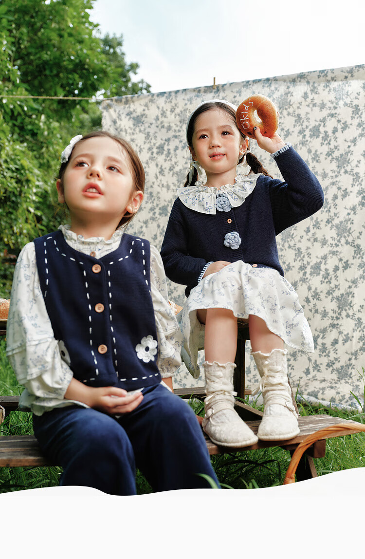 LUSON Little O Treasure Okids Children's Clothing Forest Style Set Girls 2025 Autumn Corduroy Suspender Skirt 16