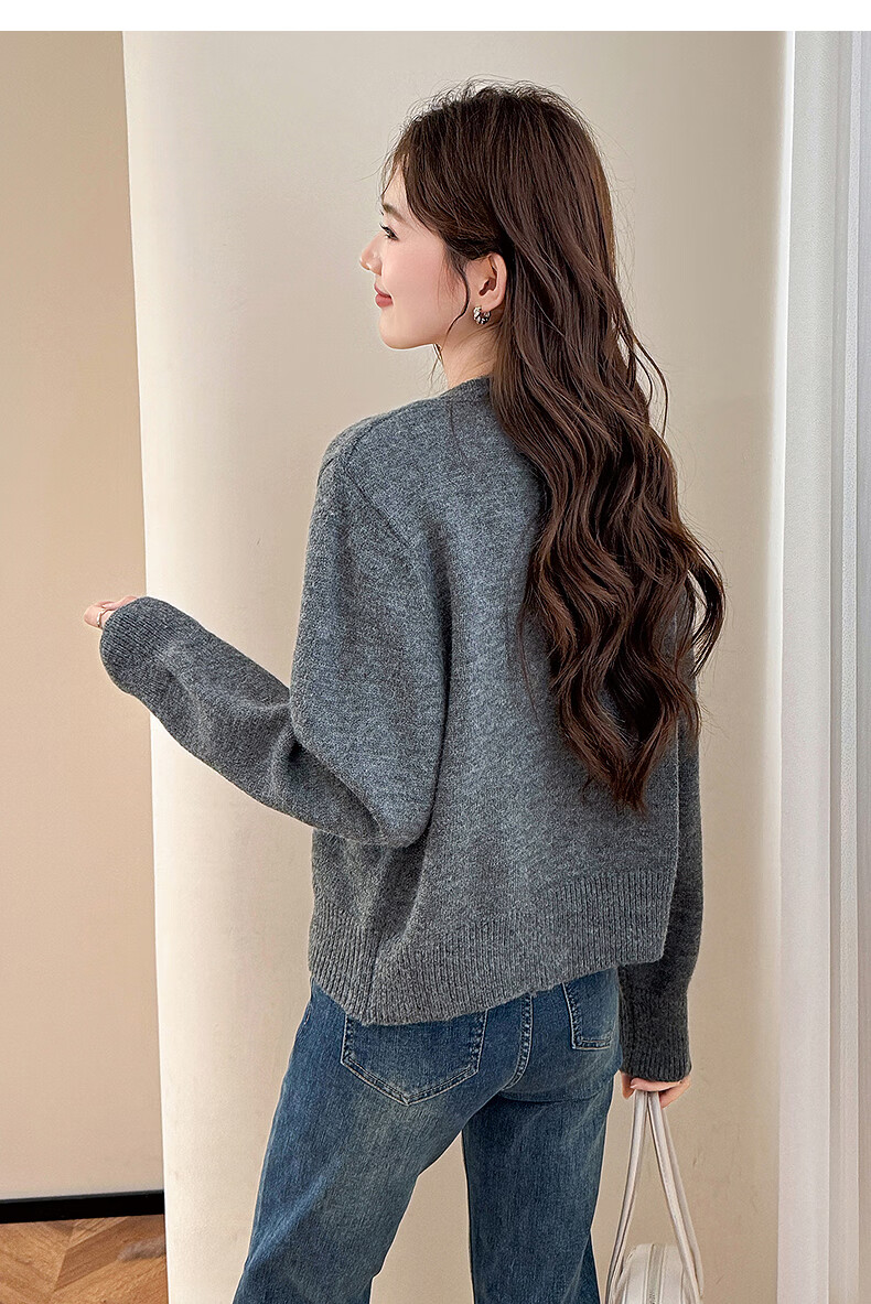 TonLion 2025 Autumn Winter New Small Fragrance Style Cardigan Sweater Women Round Neck Gentle Temperament Knitwear 7