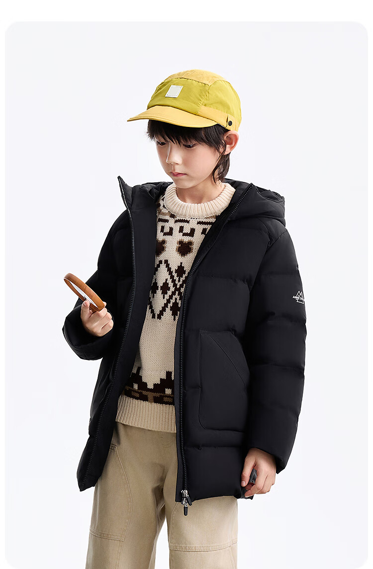Annil Kids Boys and Girls Thermal Mid-Length Down Jacket 2025 Winter New Cold-Resistant Snow Willow Green 110 7