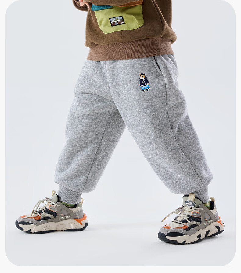 Dudu Boys Winter Thickened Pants Children's Fleece Casual Pants Girls Sports Pants Baby Warm Long Pants Gray 80 11