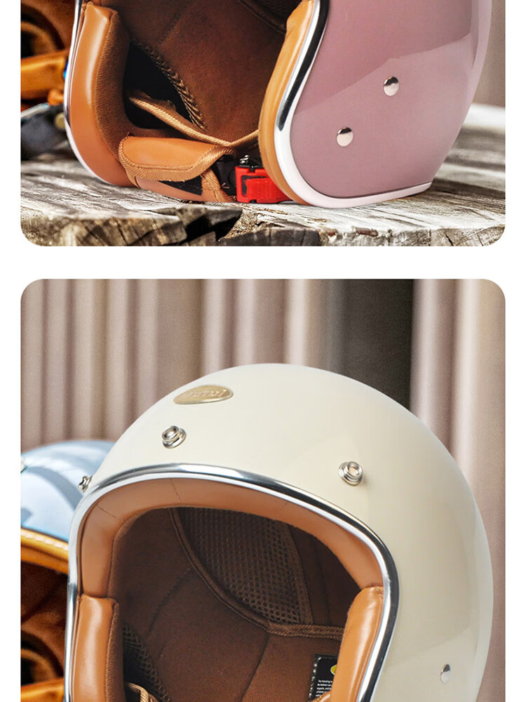 V Electric Motorcycle Helmet 3C Certified Unisex Commuter Safety Helmet Four-Season Lightweight Retro Half Helmet Pink Fits 57-60CM 13