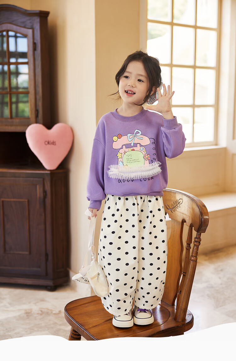 LUSON Little O Baby Okids Children's Clothing, Baby Sweatshirt, Three-Dimensional Fun And Dynamic, 2025 Autumn New Style, Girls' Round Neck Top 1