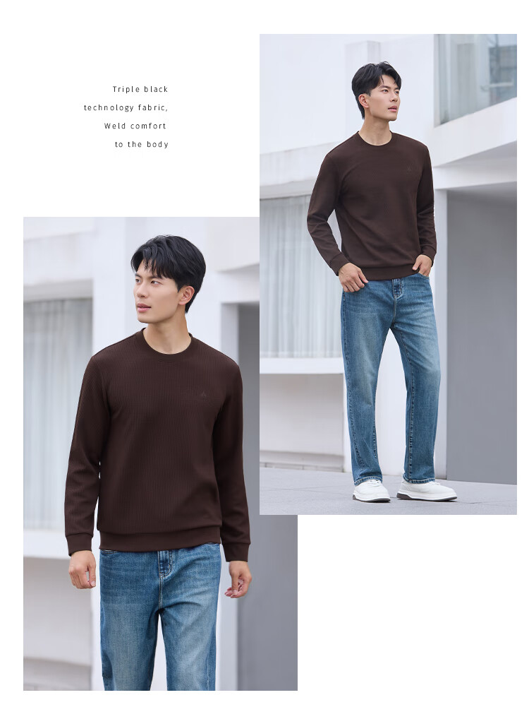 Laxton Men's Autumn Winter Warm Long Sleeve Crewneck Pullover Waffle Knit Stretch Slim Fit Base Shirt Off-White 2XL 5
