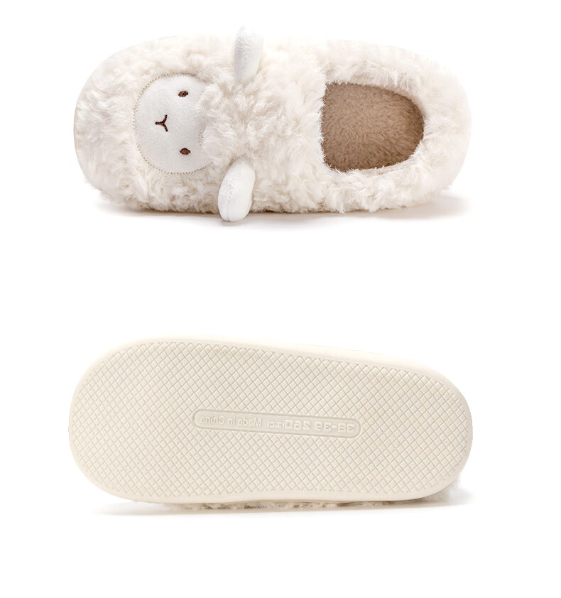 Runrou Women's Cotton Slippers Autumn Winter 2025 New Plush Warm Indoor Home Fuzzy Postpartum Closed-Heel Cotton Shoes 9