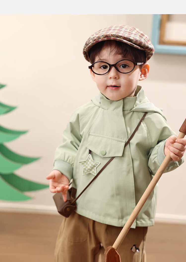 LUSON Little O Dad Boys' Autumn Hooded Star Jacket Cute Baby Boys' Fall Coat with Pointed Hood 16