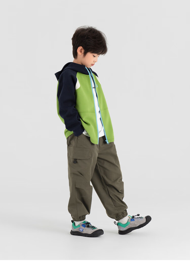 Duoduo Home [Soft and Chewy] Children's 2025 Autumn Three-Color Spliced Hooded Jacket Boys Casual Sports Knit Cardigan 24