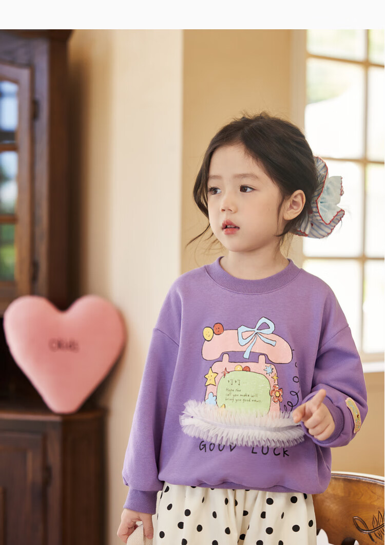 LUSON Little O Baby Okids Children's Clothing, Baby Sweatshirt, Three-Dimensional Fun And Dynamic, 2025 Autumn New Style, Girls' Round Neck Top 8