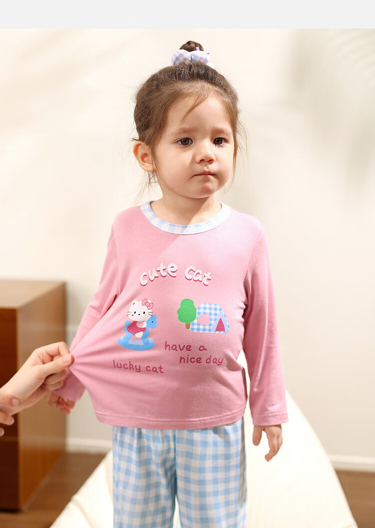 LUSON Xiao O Dad Baby Girl Long Sleeve Homewear Set 2025 Autumn Newborn Soft Silk Pajamas 4