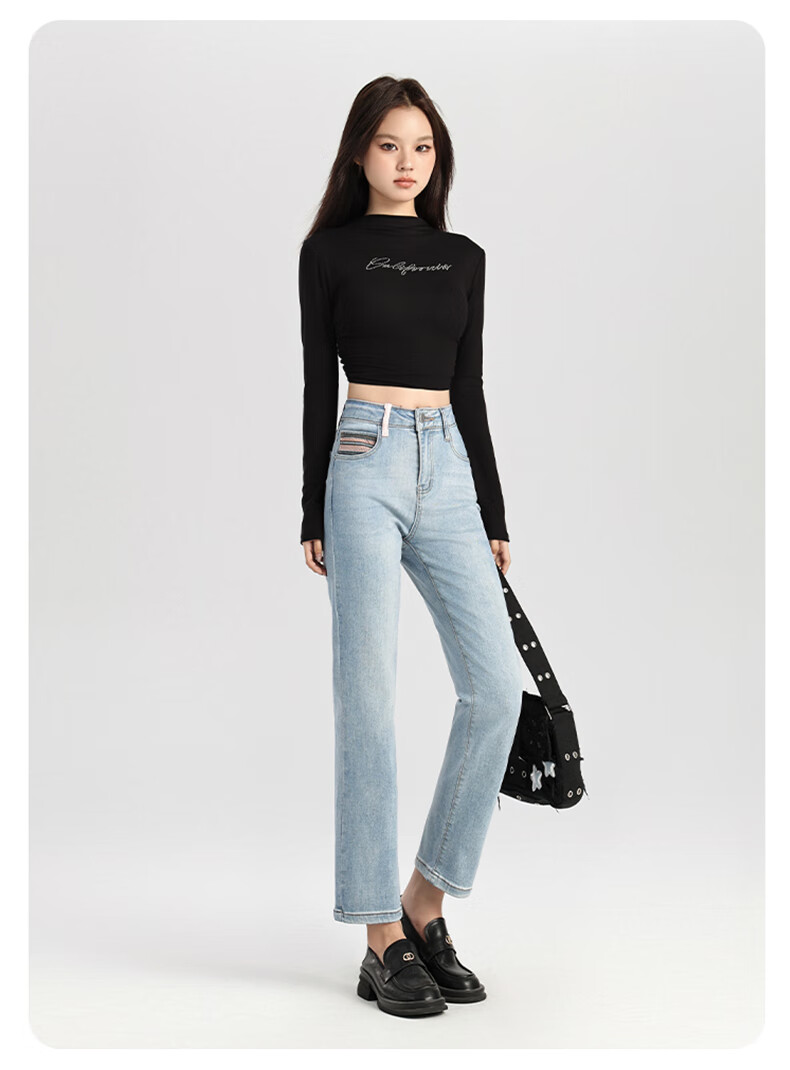 Romon High Waist Wide Leg Jeans Women American Vintage Loose Flared Pants Retro Blue M 22