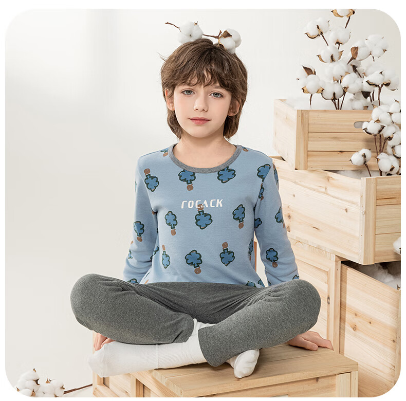 YINGBOLUN Boys' Thin Autumn Long Sleeve Base Shirt Set for Kids, Green Stripes, Size 160 18