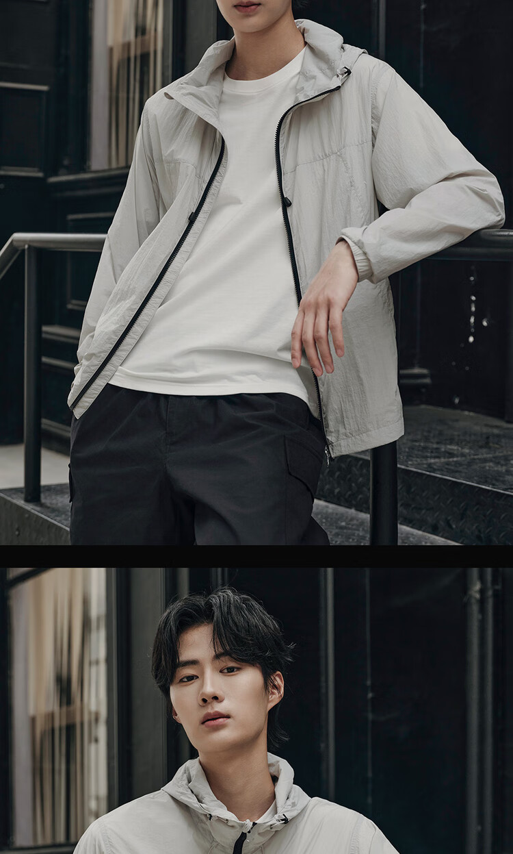 Giordano [Korean Celebrity Style] Casual Cycling Jacket Men Drawstring Hooded Lightweight Windbreaker 01075531 14