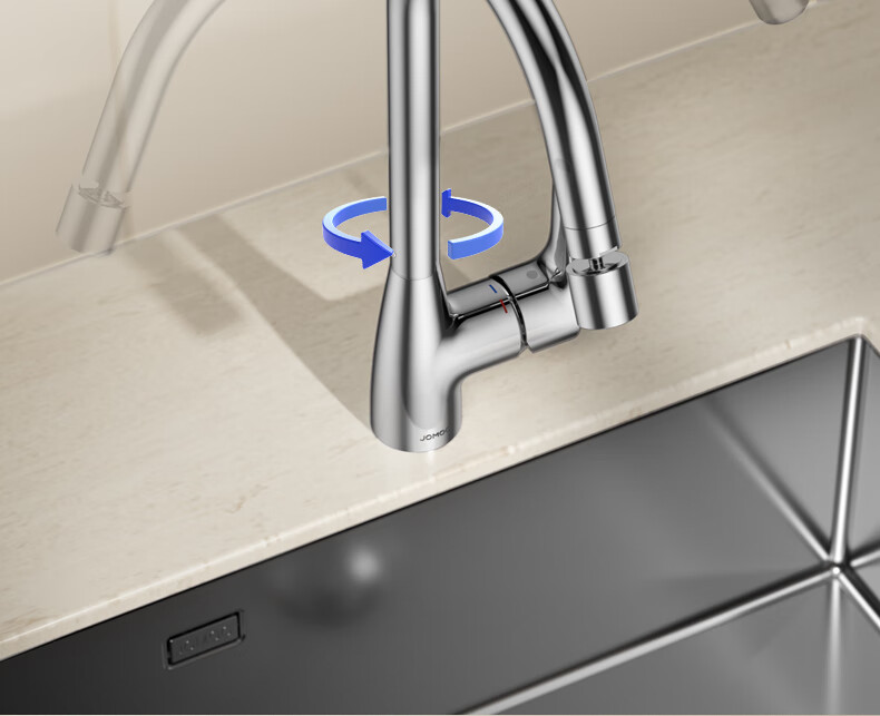 JOMOO Kitchen Faucet Healthy Sink Rotatable Dual Control Hot and Cold Water Tap 33080-205/1B3-Z 17