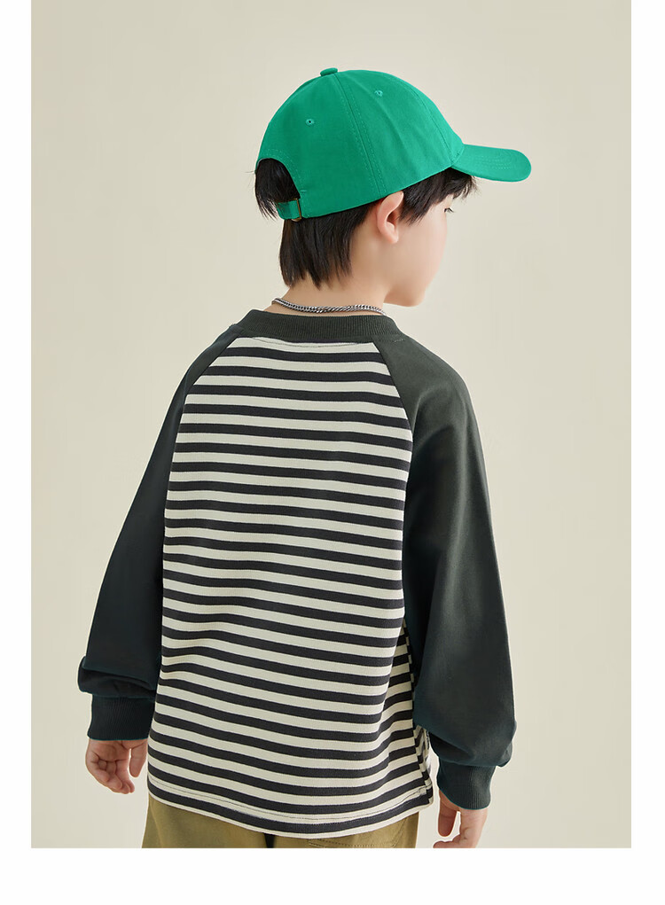 Duoduo Boys' Sweatshirt 2026 Spring Autumn Kids Waffle Stitch Raglan Sleeve Simple Versatile Top for Older Children 14