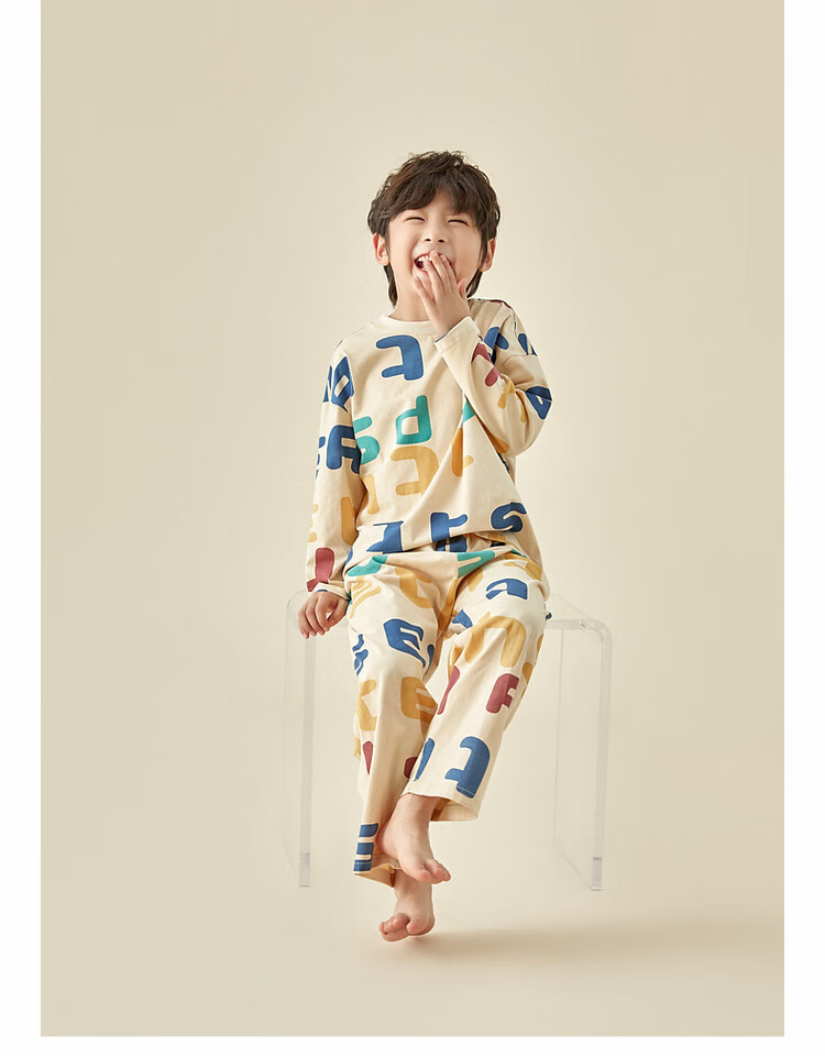 Duoduo Home [Cloud Cotton Light Elastic Soft] Boys' Printed Homewear Spring and Autumn Long Sleeve Pajama Set 7