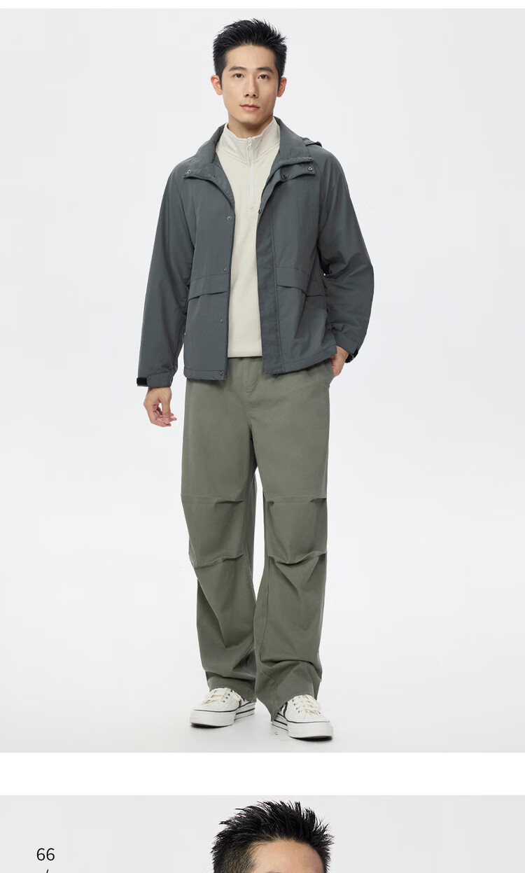 Giordano Lightweight Windproof Jacket Men Autumn Winter Mesh Raglan Sleeve Hooded Windbreaker 13075130 15
