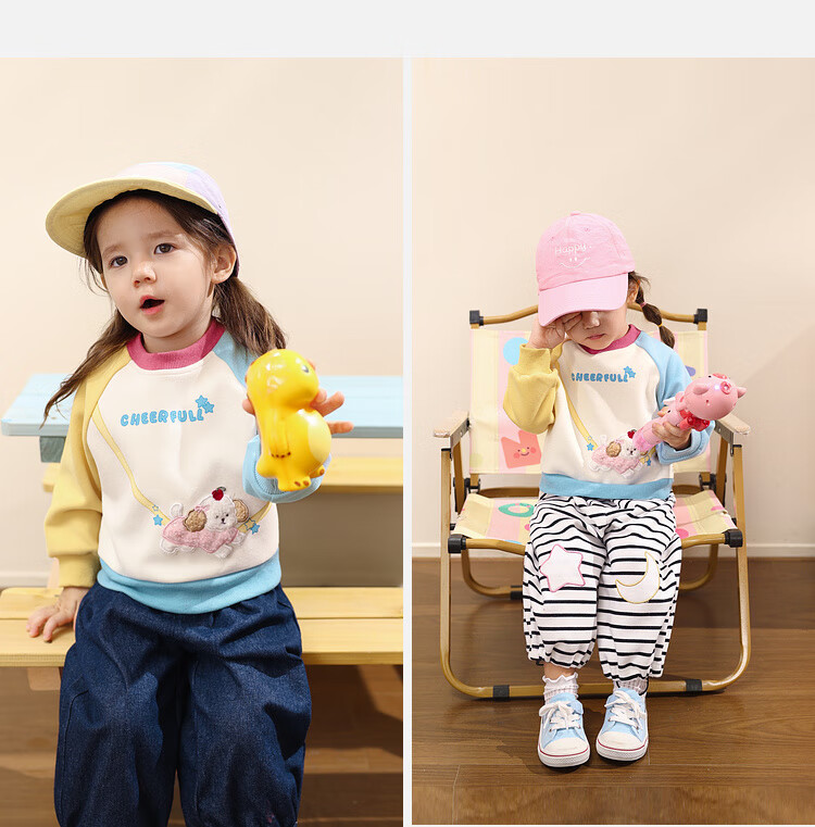 LUSON Little O Dad Baby Girl Toddler Raglan Sleeve Autumn Cartoon Cute Casual Sweatshirt New Year Outfit 23