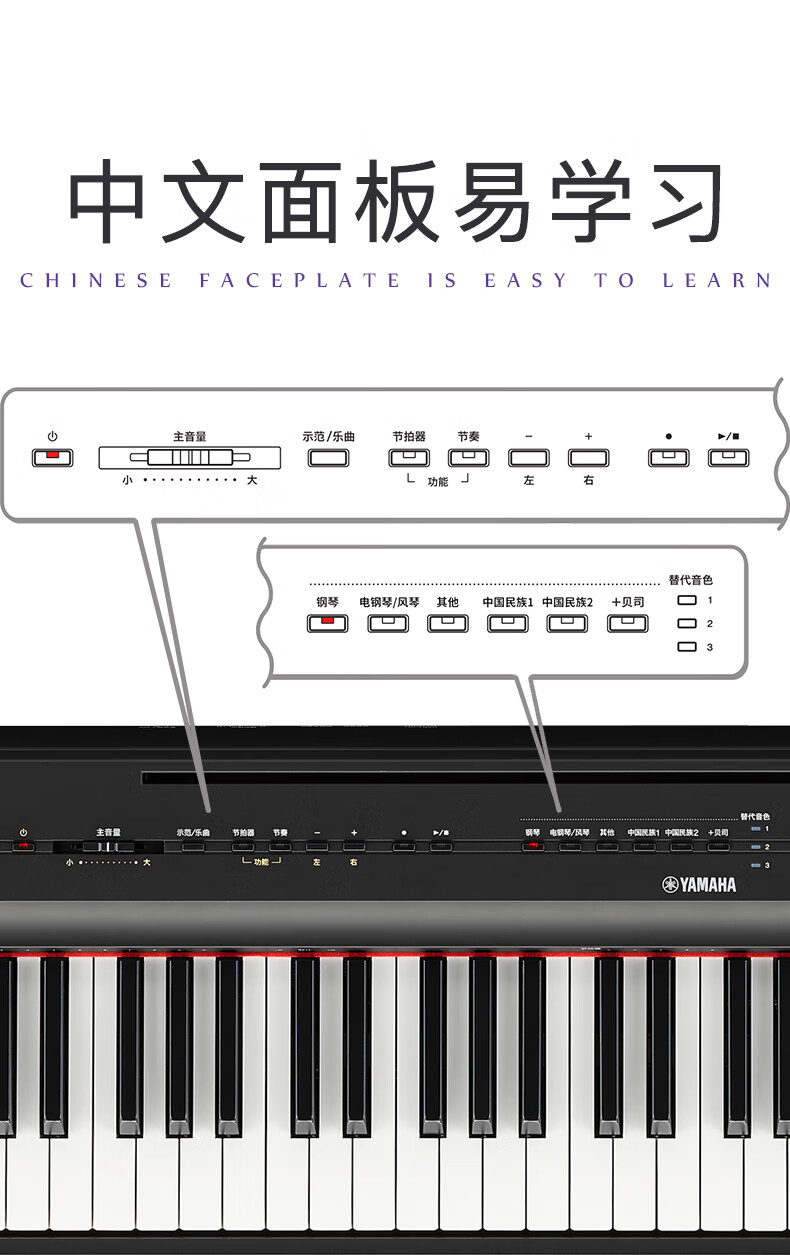 雅马哈电钢琴按键图解图片