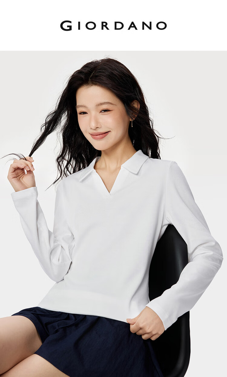 ZARA Long Sleeve Polo Shirt Women Autumn and Winter Pure Cotton Ladies Slim Fit V-neck Top 05315781 3