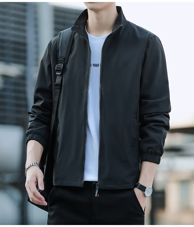 TUCANO [Windproof And Structured] Jacket for Men, Summer Business Loose Casual Sports Daily Trendy Solid Color Jacket, Black, Size M 17