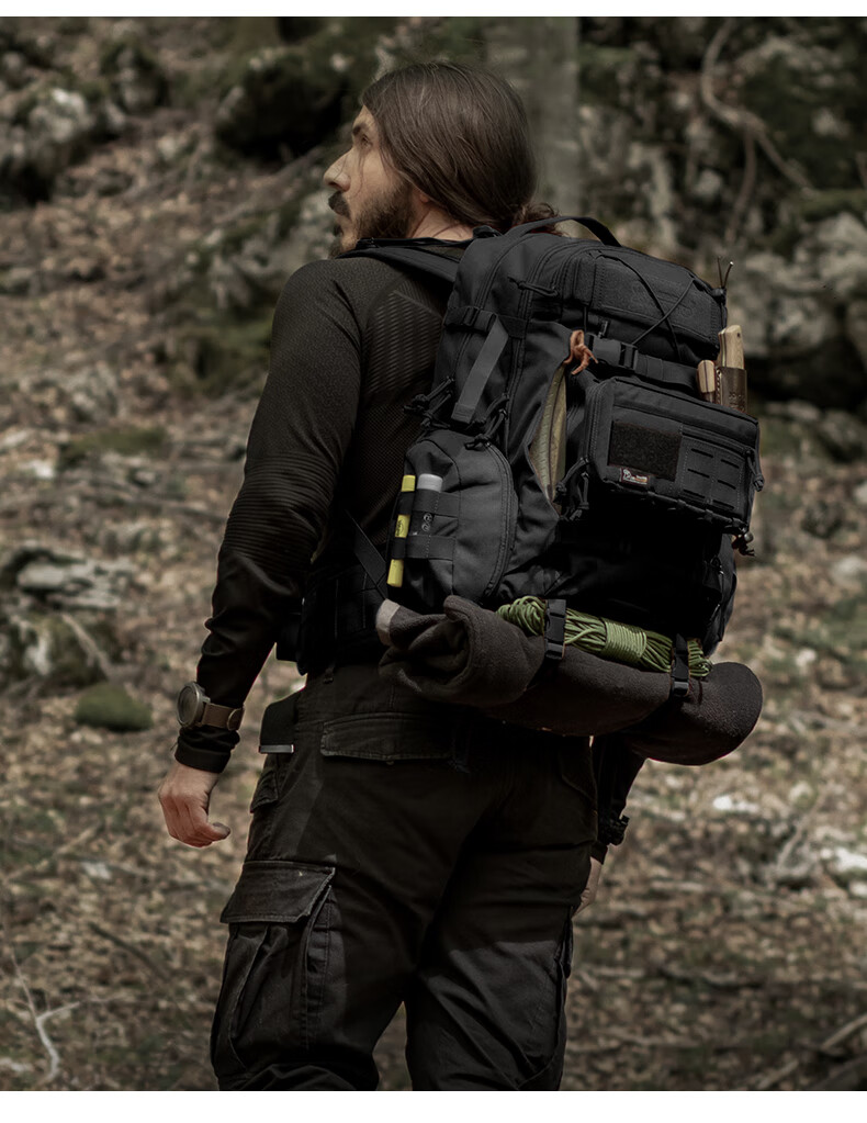 MARDINGTOP Men's Large Capacity Backpack Outdoor Tactical Travel Camping Bag [Black Cyclone] Black - 35L 2