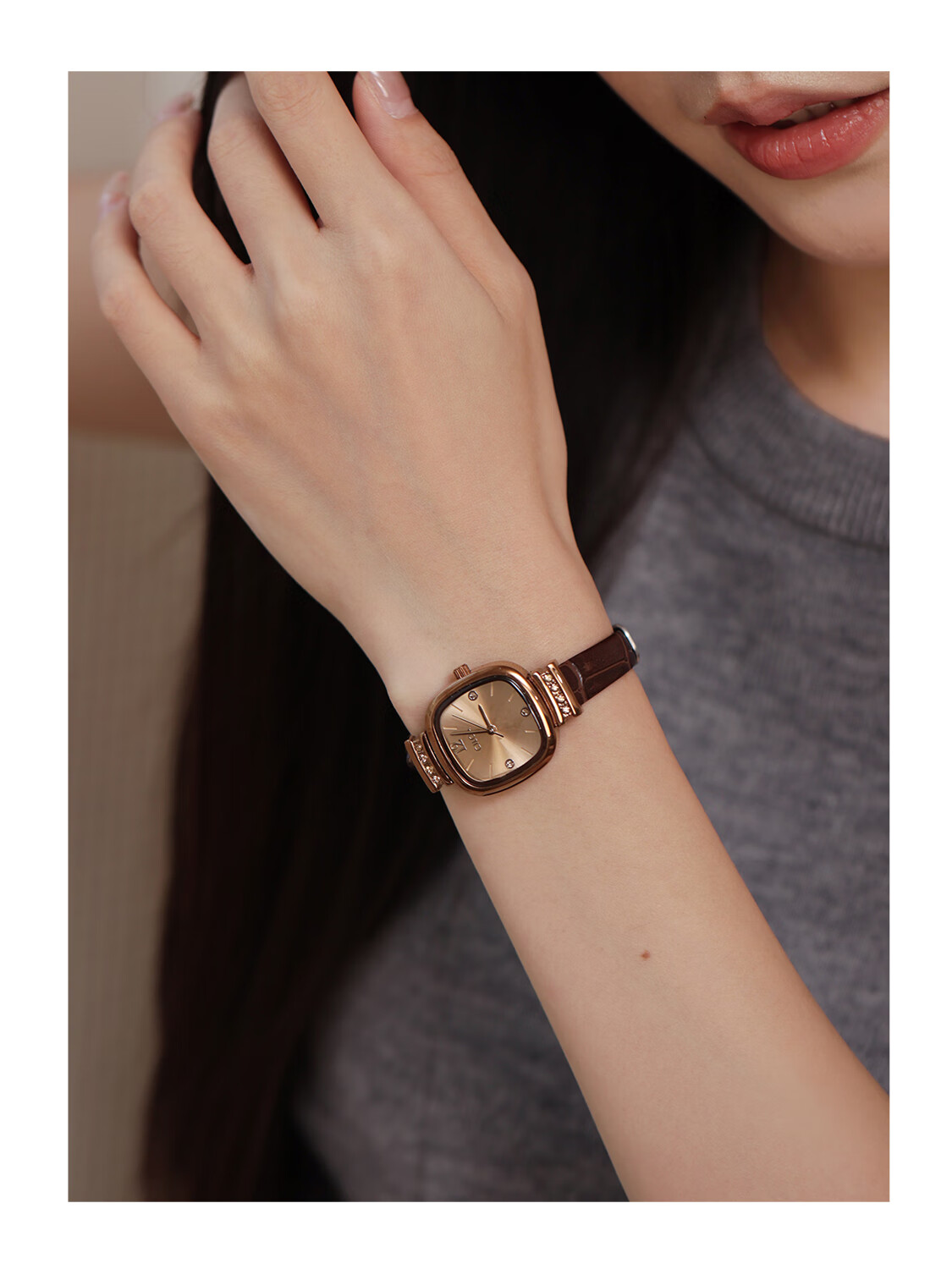CILOA 2026 New Small Exquisite Women's Mechanical Square Watch Luxury Brown Ladies Watch 2