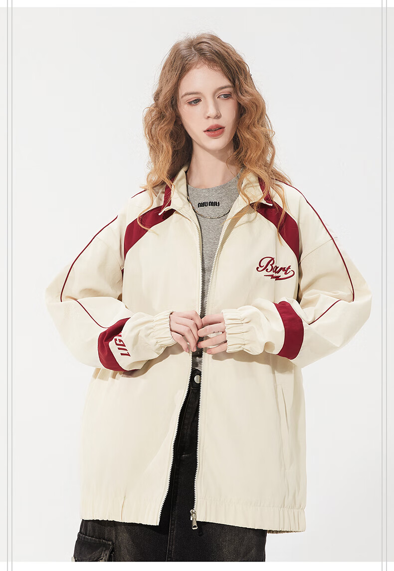 THE SIMPSONS Casual Loose Trendy Embroidered Colorblock Unisex Jacket Coat Gray Regular L 19
