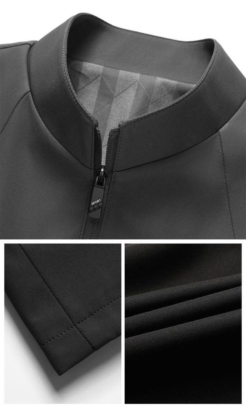 Woodpecker [Comfortable and Crisp] Stand Collar Men's Jacket Summer Business Casual Windproof Blazer Coat Black 4XL 6