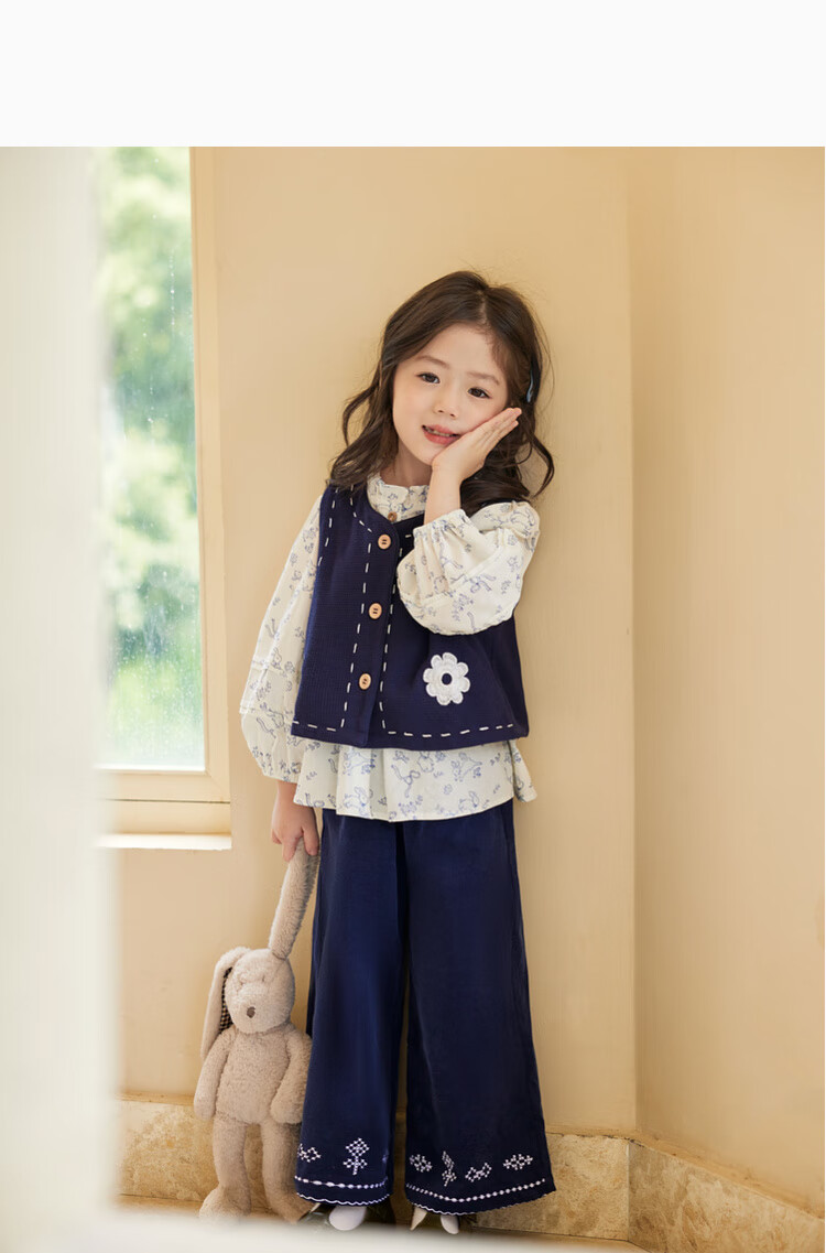 LUSON Little O Treasure Okids Children's Clothing Forest Style Set Girls 2025 Autumn Corduroy Suspender Skirt 23