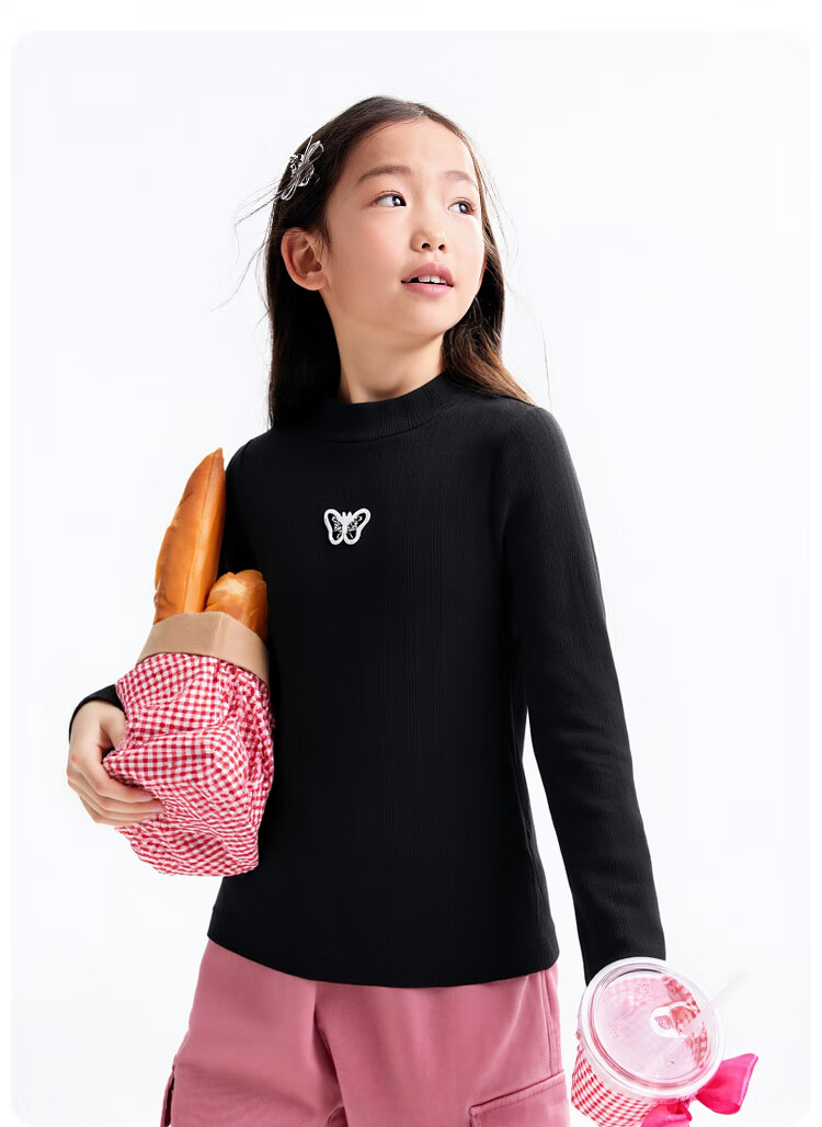 Annil Kids Girls Modal Mid-Neck Long Sleeve Knit Sweater 2025 Autumn New Art Pink 140 2