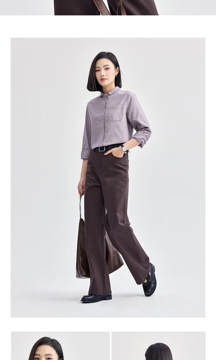 Giordano Women's Oxford Cotton Commuter Shirt with Pocket, Small Lapel, Long Sleeve Shirt 05345874 13