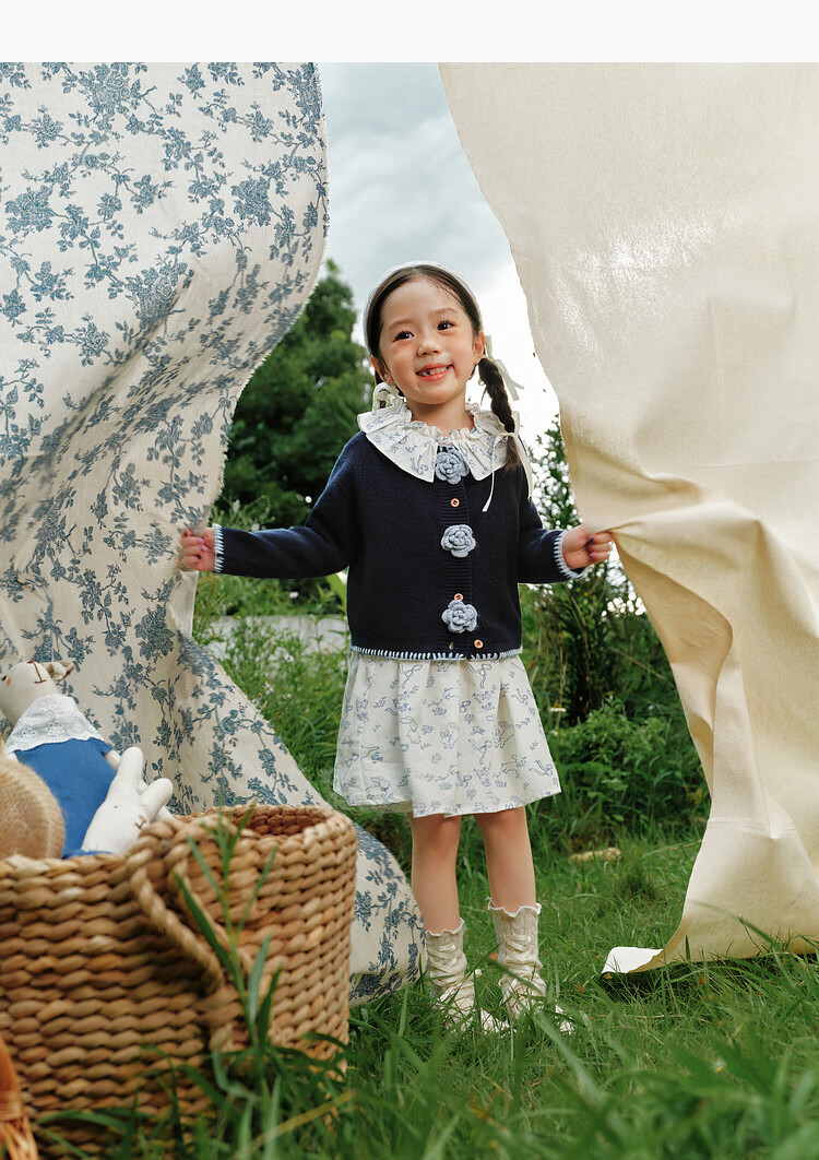 LUSON Little O Treasure Okids Children's Clothing Forest Style Set Girls 2025 Autumn Corduroy Suspender Skirt 18
