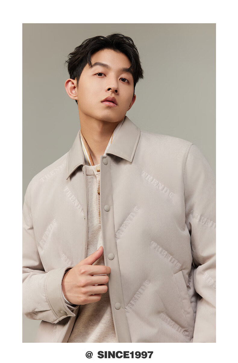 CABBEEN Peach Skin Fabric Three-Proof Seamless Lettering Down Jacket Men Lightweight Winter Down Coat 3
