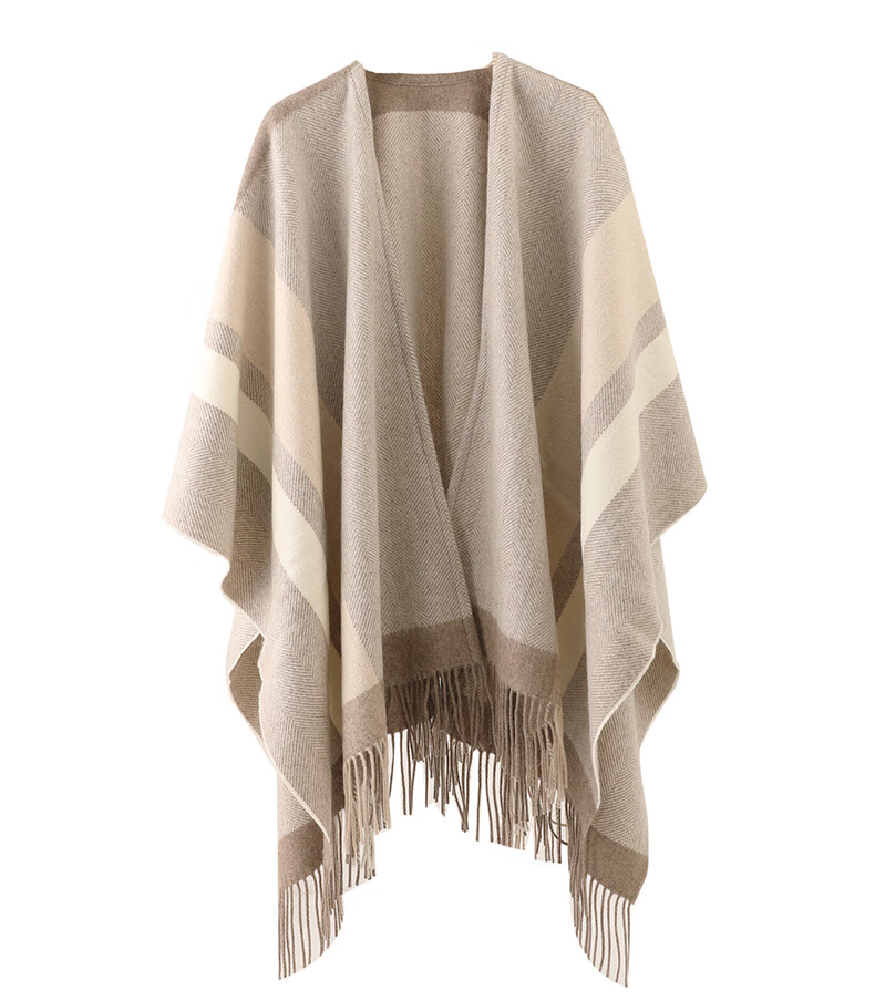 BOHOBOCO Pure Wool Herringbone Shawl Summer Air-Conditioned Room Nap Blanket Scarf Cape Dual-Use [Gift Box] Oatmeal Color 11