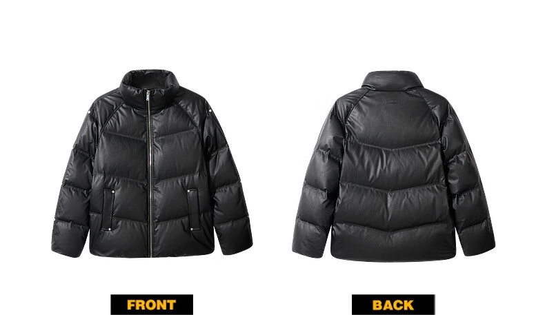 CABBEEN Wrinkled PU Down Jacket Men Custom Logo Rivet Decoration Comfortable Winter Down Jacket 10