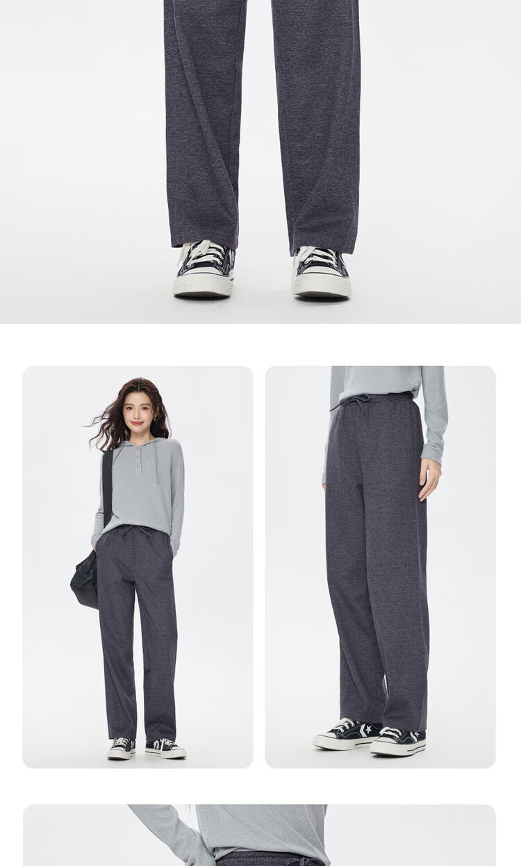 Giordano Women's Drawstring Sweatpants Autumn Winter New Loose Fit Double-Sided Fabric Elastic Waist Casual Pants 05415867 13