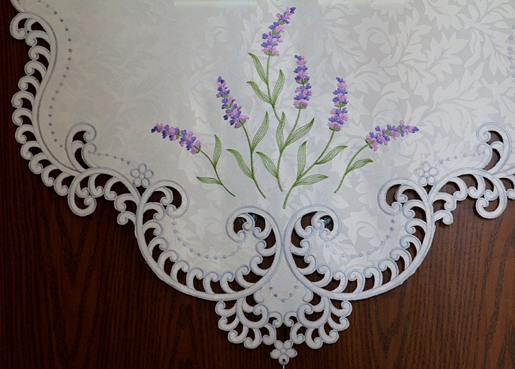 薰衣草绣花冰箱防尘罩盖布欧式镂空简约刺绣布艺盖巾 米黄色提花布