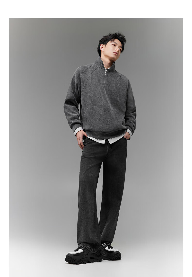 CABBEEN Velvet Y-Axis Stripe Men's Sweatshirt Special Fabric LOGO Single C Embroidery Winter Long Sleeve Sweatshirt 11
