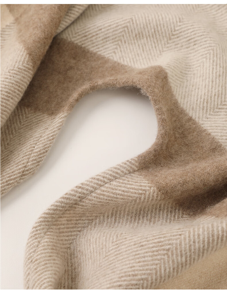 BOHOBOCO Pure Wool Herringbone Shawl Summer Air-Conditioned Room Nap Blanket Scarf Cape Dual-Use [Gift Box] Oatmeal Color 12