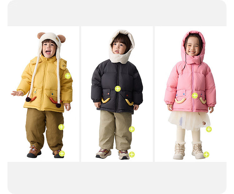 Papapapa Winter Kids Down Jacket Unisex Three-Proof Warmth Locking Pink 120 3