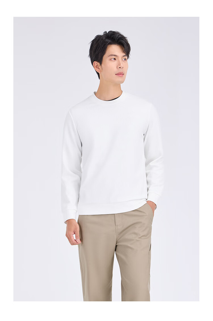 Laxton Men's Autumn Winter Warm Long Sleeve Crewneck Pullover Waffle Knit Stretch Slim Fit Base Shirt Off-White 2XL 2