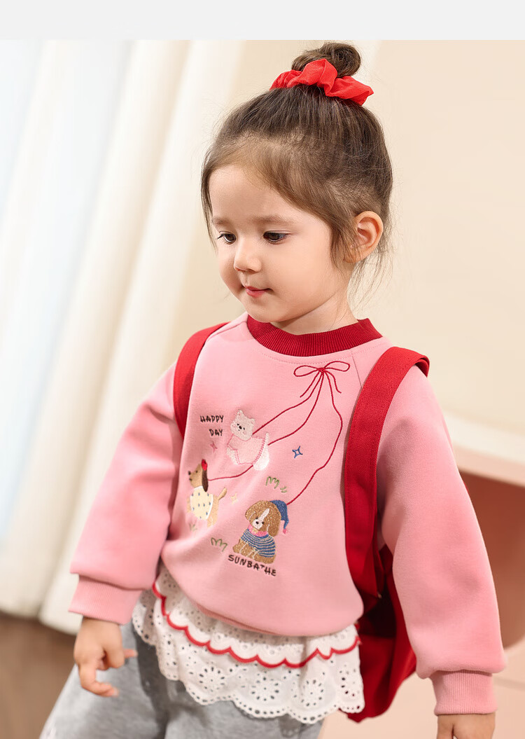LUSON Little O Dad Baby Girl Toddler Raglan Sleeve Autumn Cartoon Cute Casual Sweatshirt New Year Outfit 15