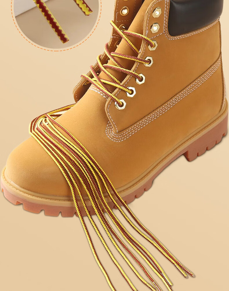 Huabaochi 3 Pairs Yellow Martin Boots Shoelaces Unbreakable Thick Round Classic Work Hiking Shoes Laces for Men and Women 5