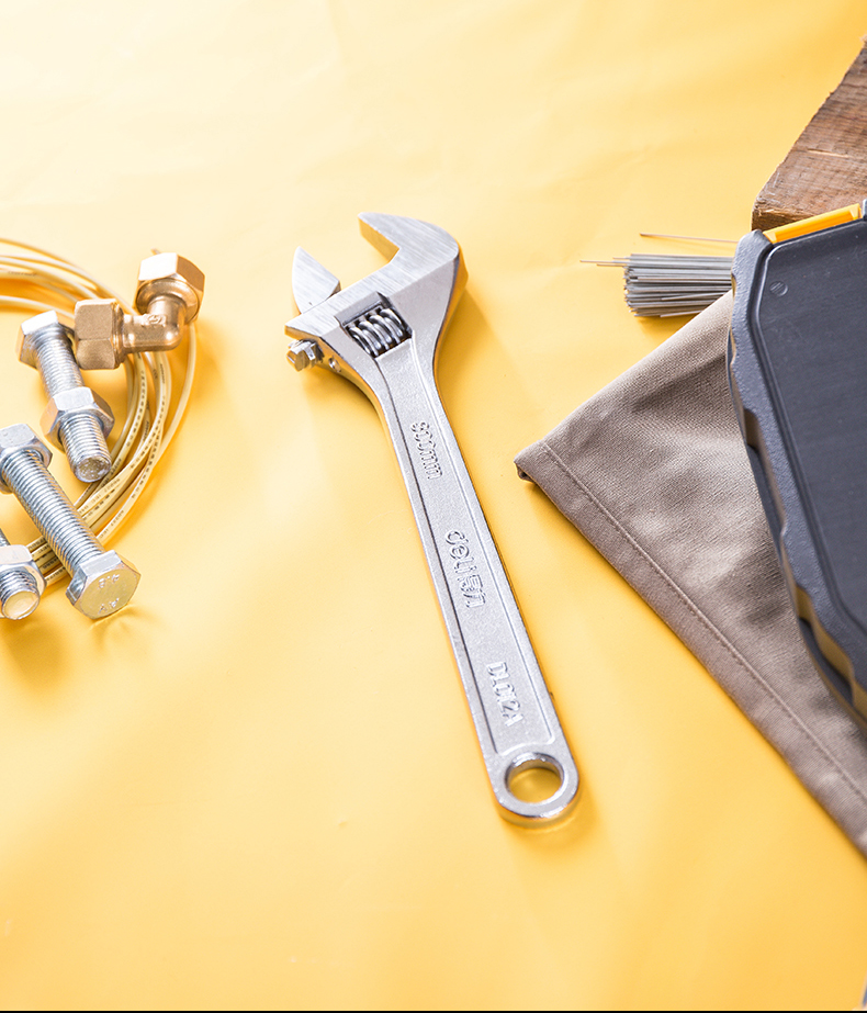 得力dl006a多功能活动扳手活络扳手光柄开口扳手家用卫浴活口板子套装